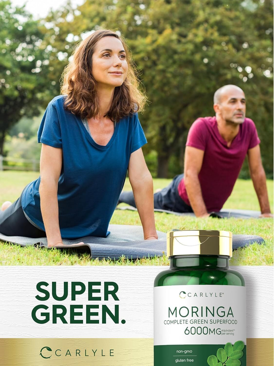 Moringa Oleifera Capsules 6000 mg | 180 Count | Premium Green Superfood by Carlyle
